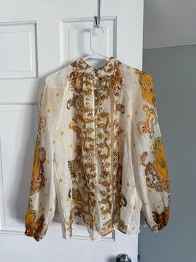 Vici SET shorts + blouse Ivory Paisley Button-Front Blouse Set